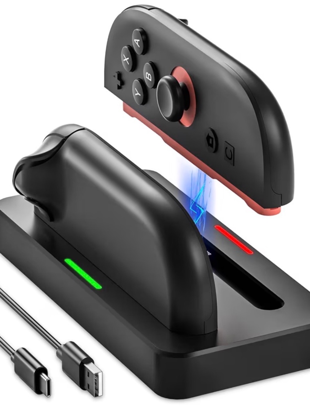 Nintendo Black and Red Dual Joy-Con Charging Dock with USB Cable